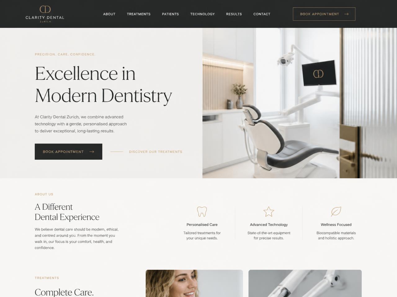 Clarity Dental website design concept